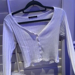 rubbed long sleeve white top